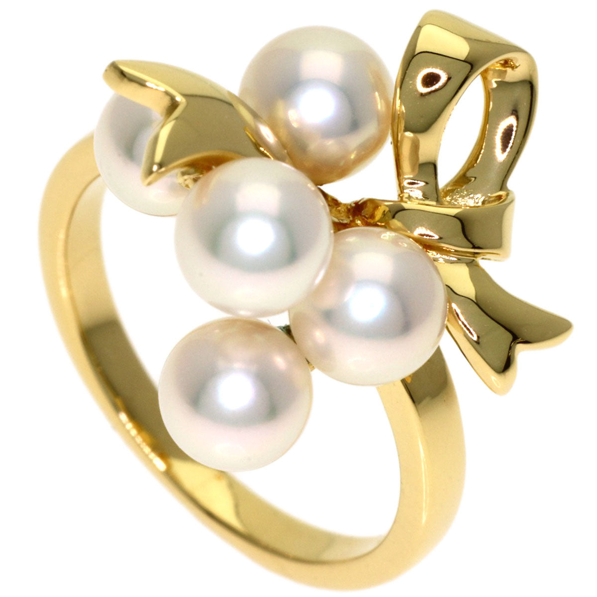 MIKIMOTO Pearl Pearl Ribbon Ring K18 Yellow Gold Ladies [Used]