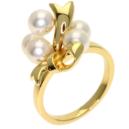 MIKIMOTO Pearl Pearl Ribbon Ring K18 Yellow Gold Ladies [Used]