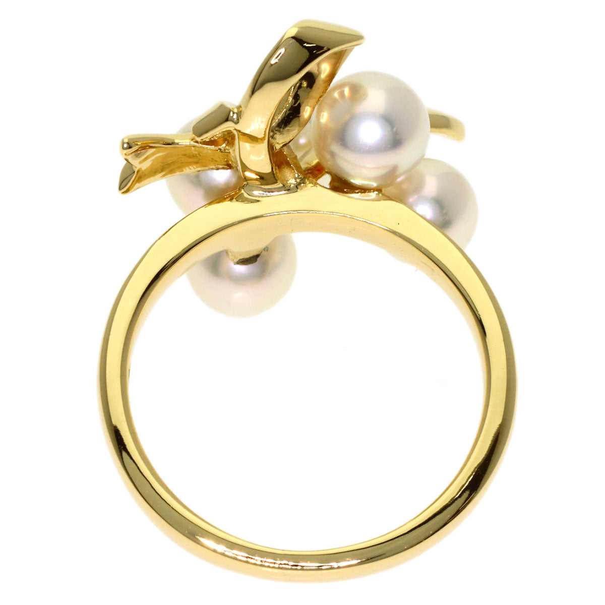 MIKIMOTO Pearl Pearl Ribbon Ring K18 Yellow Gold Ladies [Used]