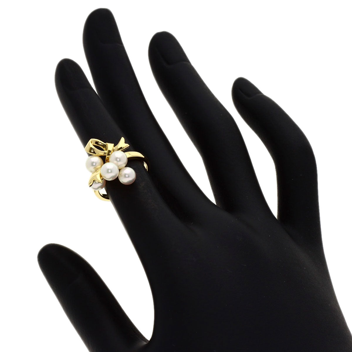 MIKIMOTO Pearl Pearl Ribbon Ring K18 Yellow Gold Ladies [Used]