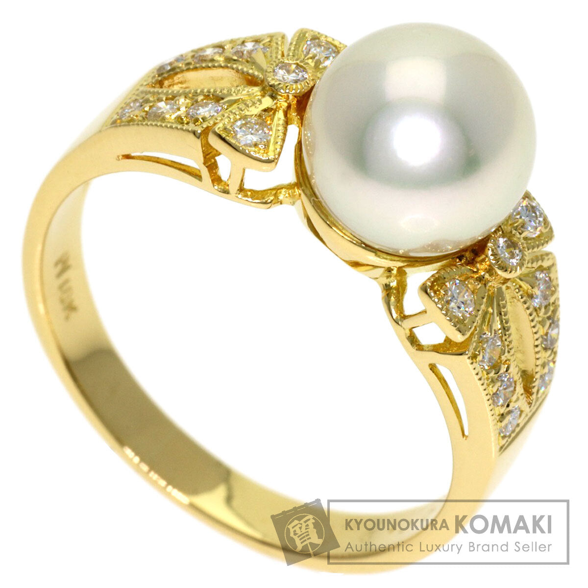 Ponte Vecchio Pearl Pearl Diamond Ring K18 Yellow Gold Ladies [Used]