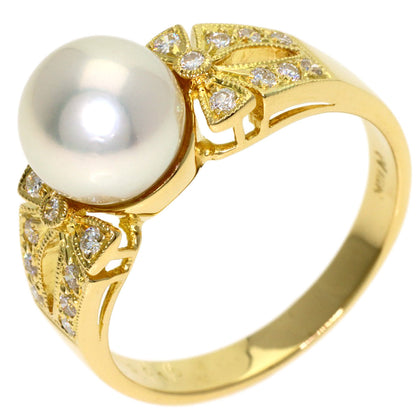 Ponte Vecchio Pearl Pearl Diamond Ring K18 Yellow Gold Ladies [Used]