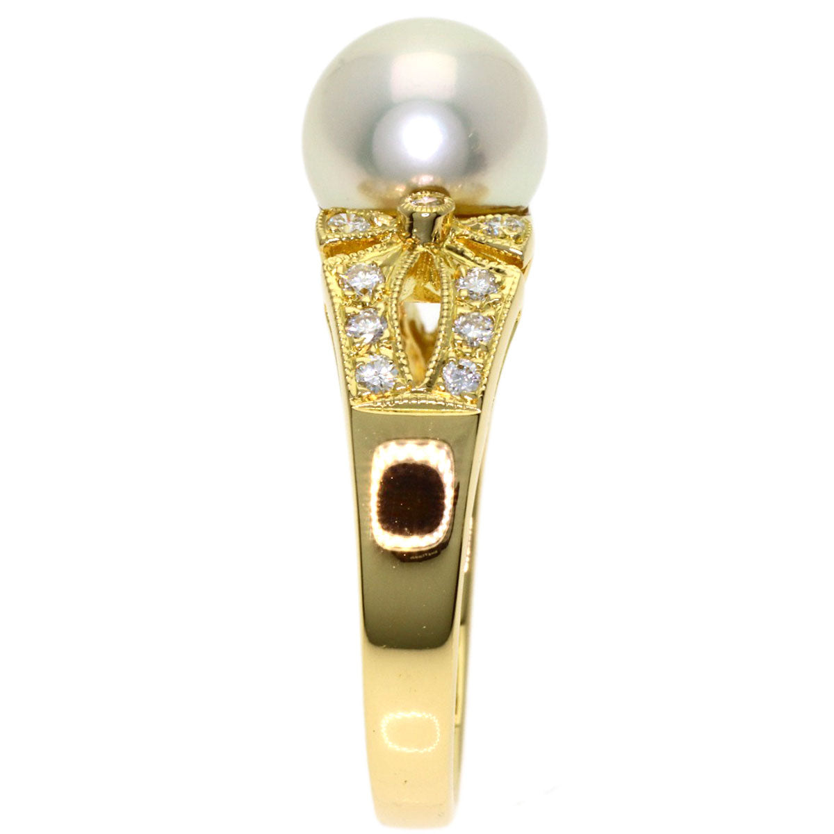Ponte Vecchio Pearl Pearl Diamond Ring K18 Yellow Gold Ladies [Used]