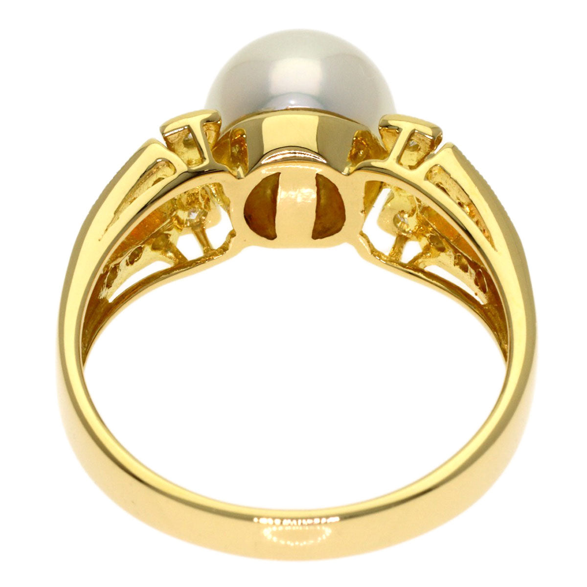 Ponte Vecchio Pearl Pearl Diamond Ring K18 Yellow Gold Ladies [Used]