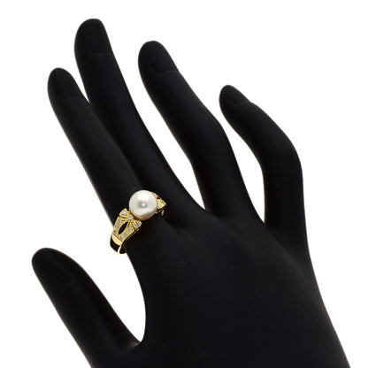 Ponte Vecchio Pearl Pearl Diamond Ring K18 Yellow Gold Ladies [Used]