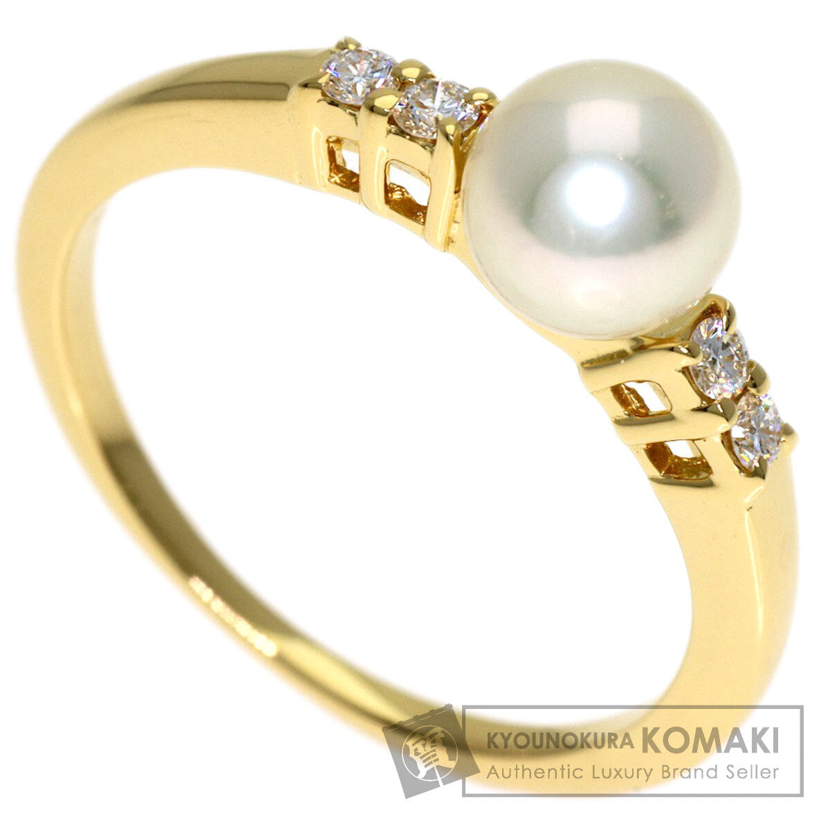 MIKIMOTO Baby Pearl Pearl Diamond Ring K18 Yellow Gold Ladies [Used]