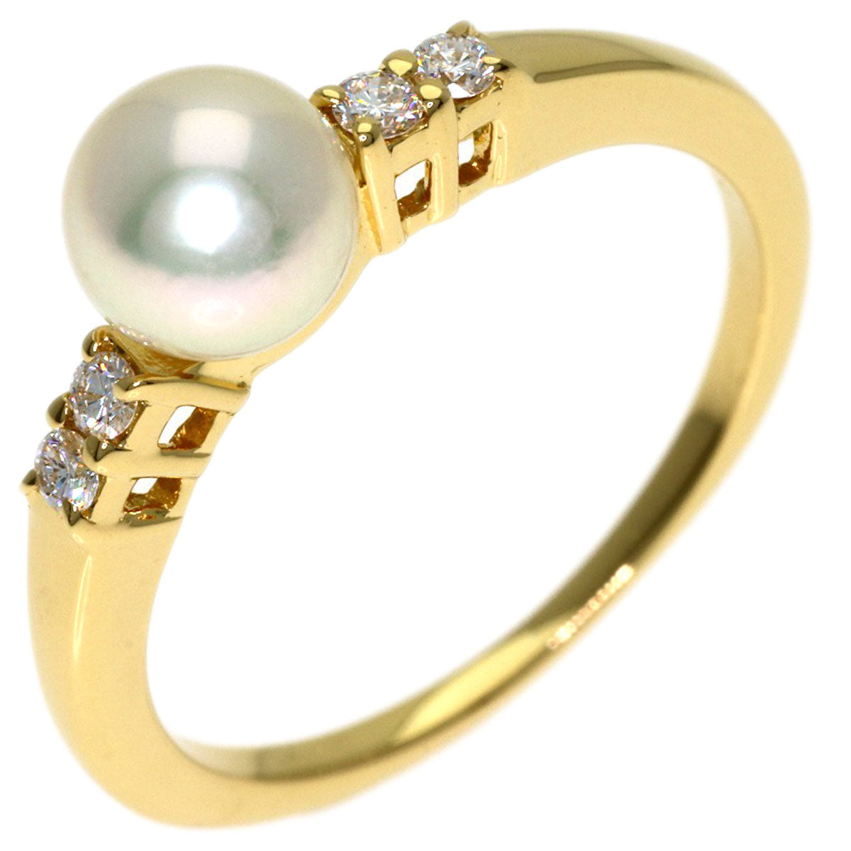 MIKIMOTO Baby Pearl Pearl Diamond Ring K18 Yellow Gold Ladies [Used]