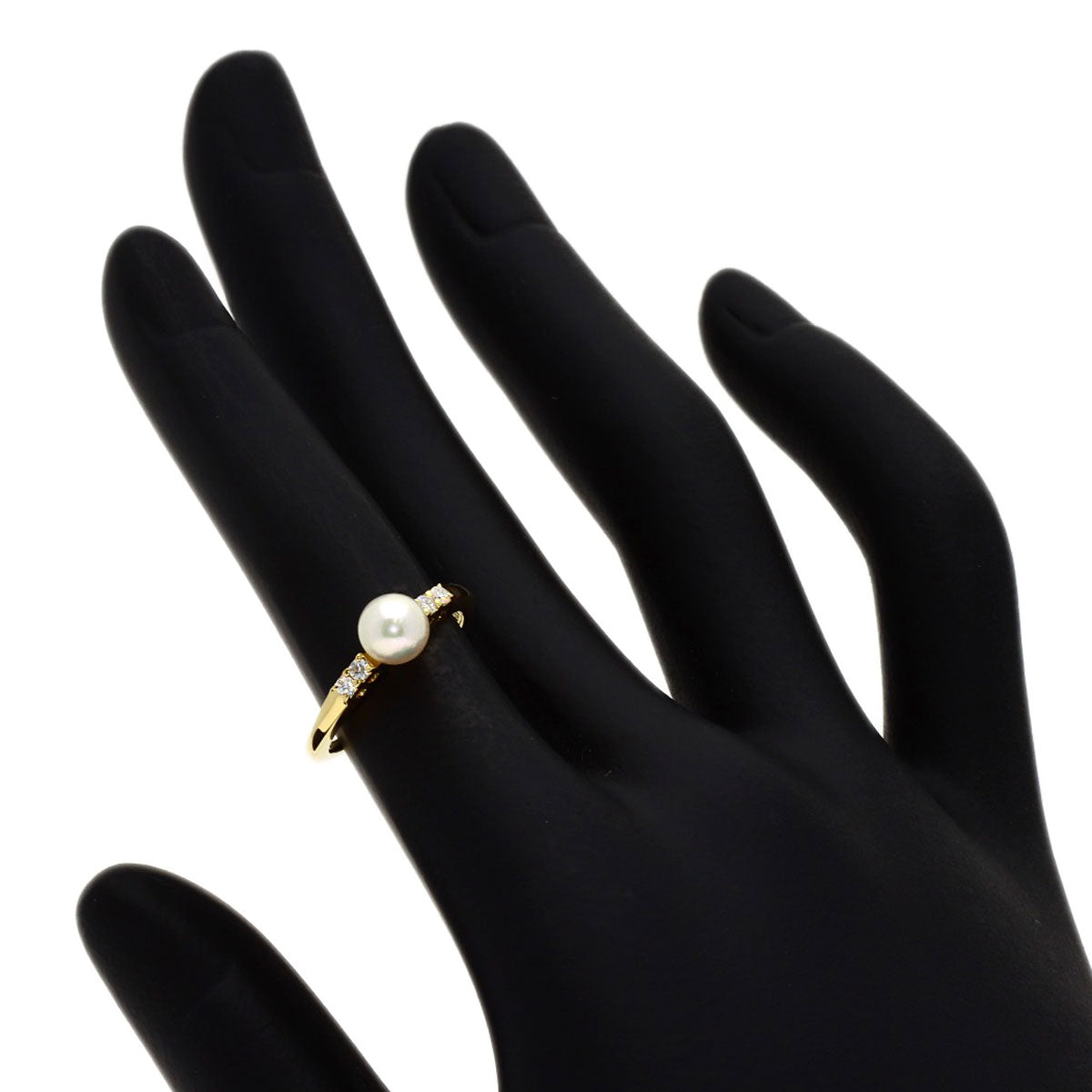 MIKIMOTO Baby Pearl Pearl Diamond Ring K18 Yellow Gold Ladies [Used]