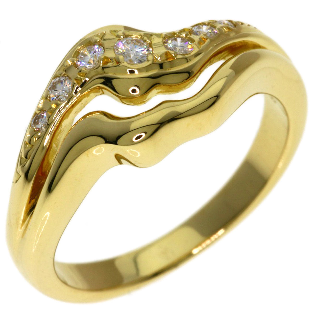 MIKIMOTO Diamond Ring K18 Yellow Gold Ladies [Used]