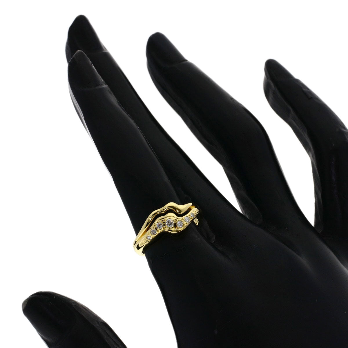 MIKIMOTO Diamond Ring K18 Yellow Gold Ladies [Used]