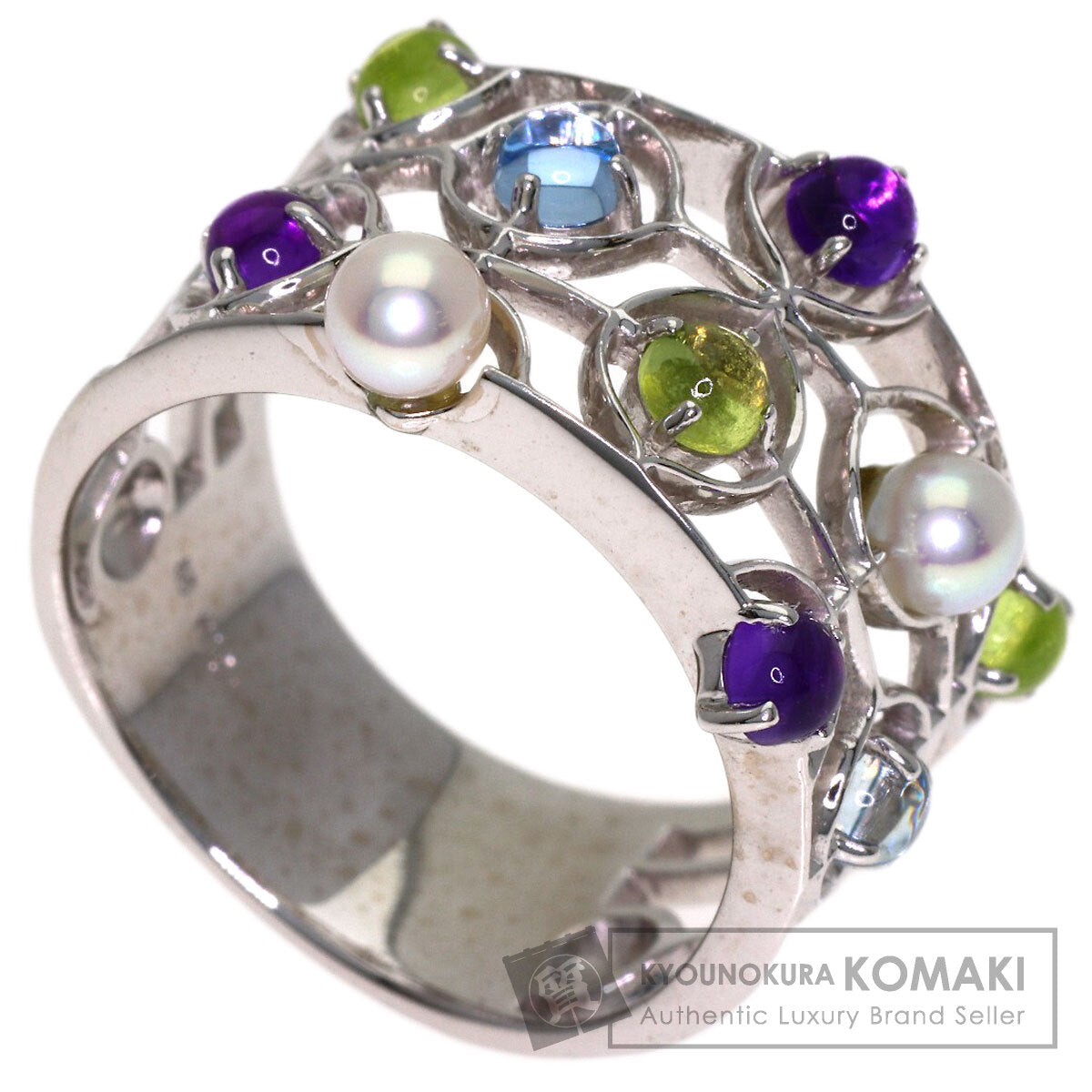 MIKIMOTO Pearl Pearl colored stones Ring K18 White Gold Ladies [Used]