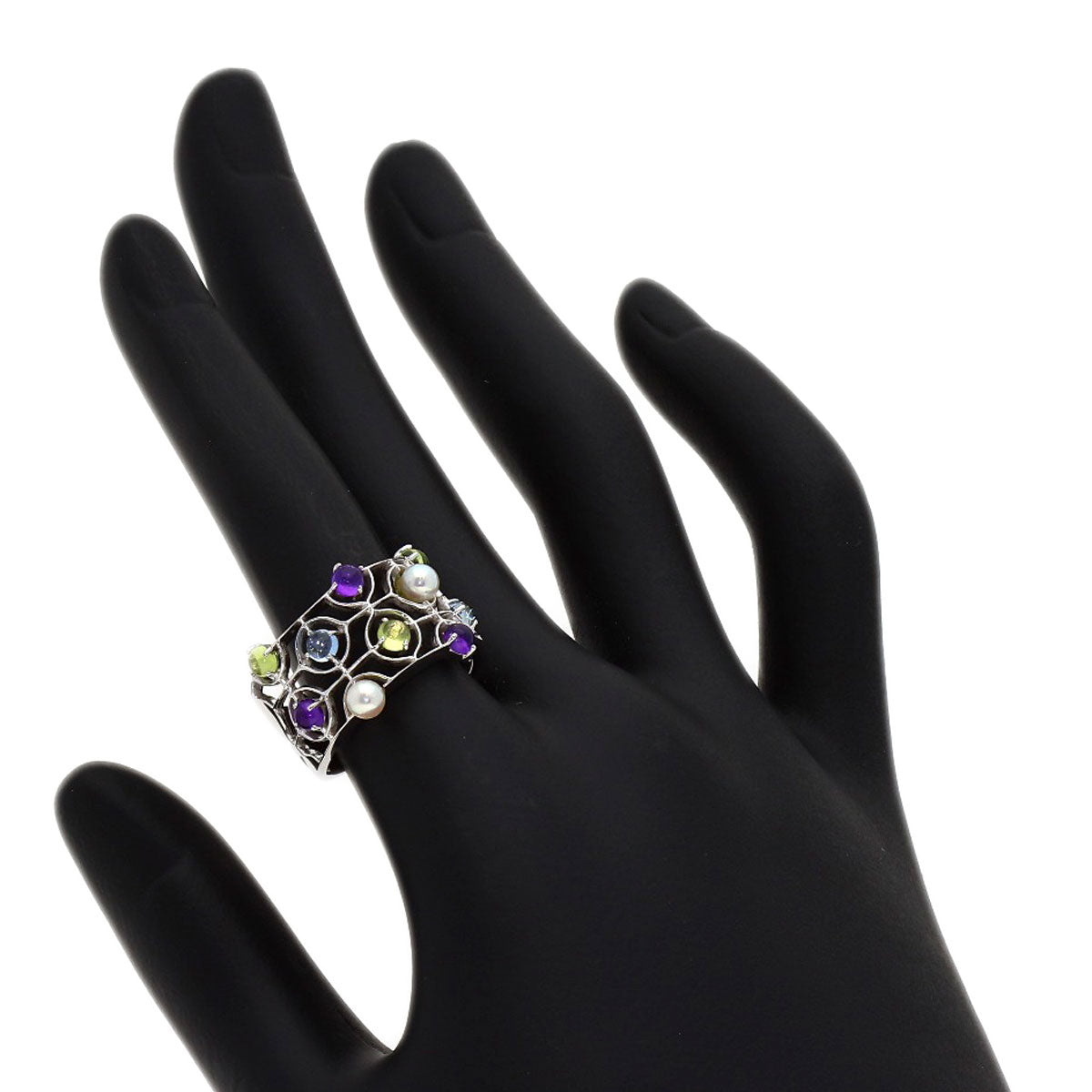 MIKIMOTO Pearl Pearl colored stones Ring K18 White Gold Ladies [Used]