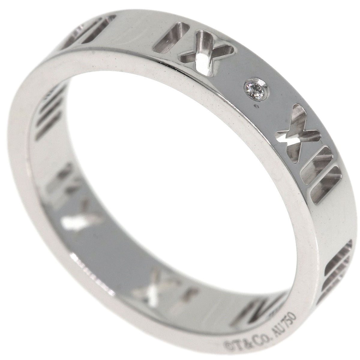 TIFFANY&Co. Atlas Pierced 4P Diamond Ring K18 White Gold Ladies [Used]