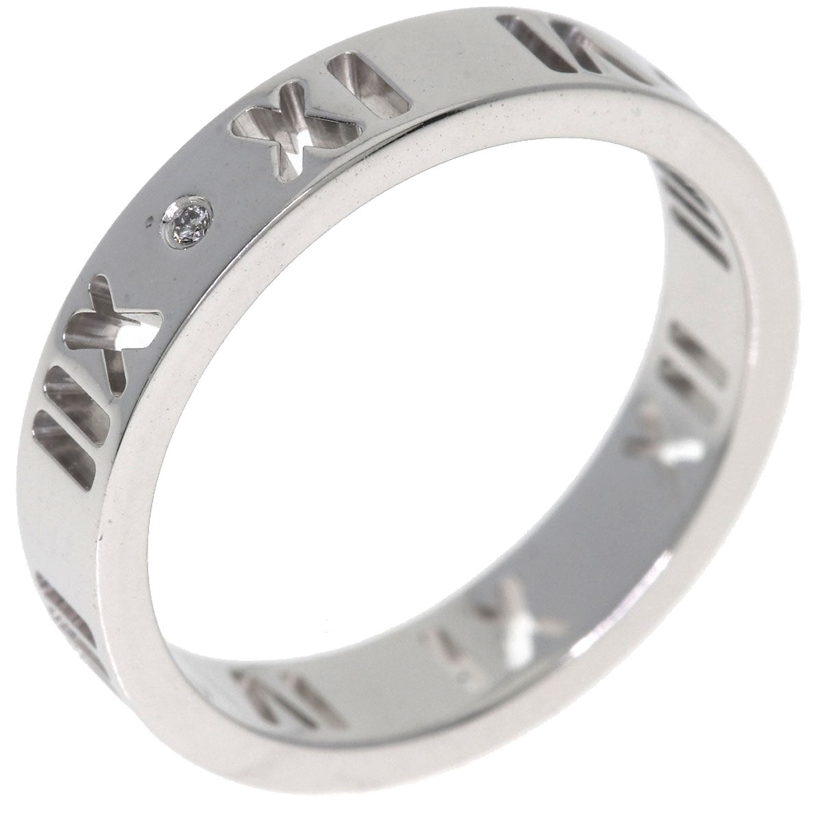 TIFFANY&Co. Atlas Pierced 4P Diamond Ring K18 White Gold Ladies [Used]