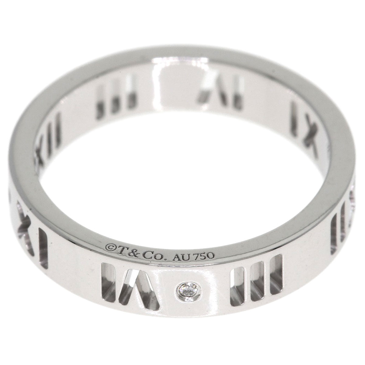TIFFANY&Co. Atlas Pierced 4P Diamond Ring K18 White Gold Ladies [Used]