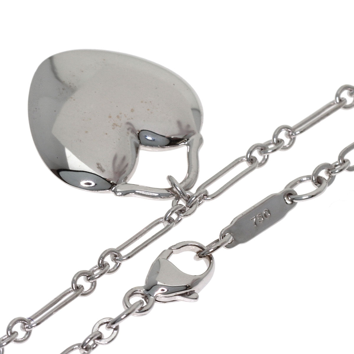 TIFFANY&Co. Heart 3P Diamond Necklace K18 White Gold Ladies [Used]