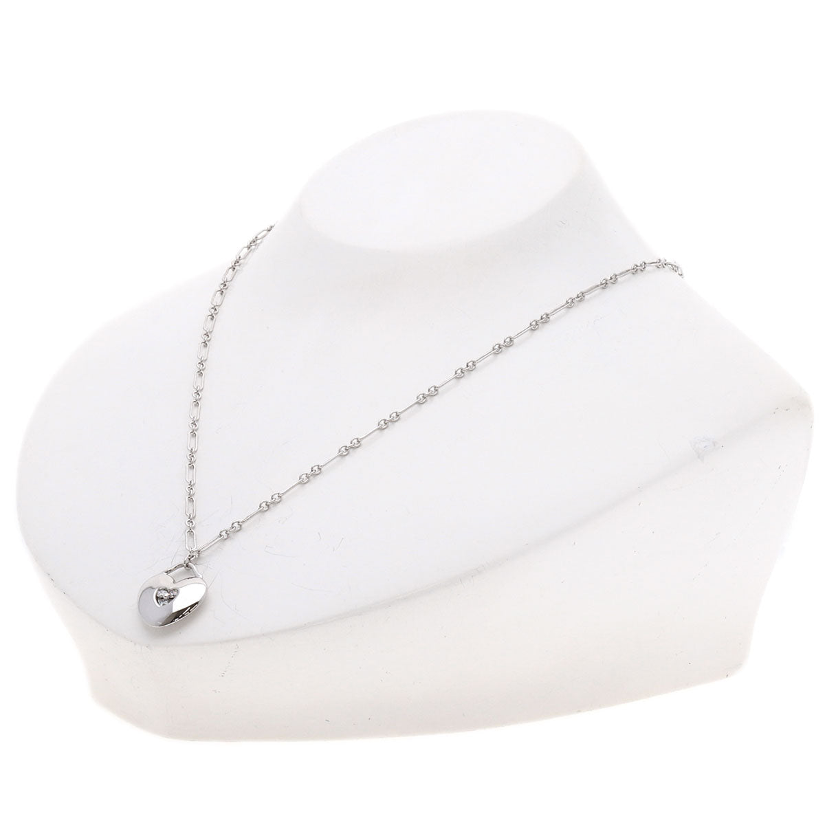 TIFFANY&Co. Heart 3P Diamond Necklace K18 White Gold Ladies [Used]