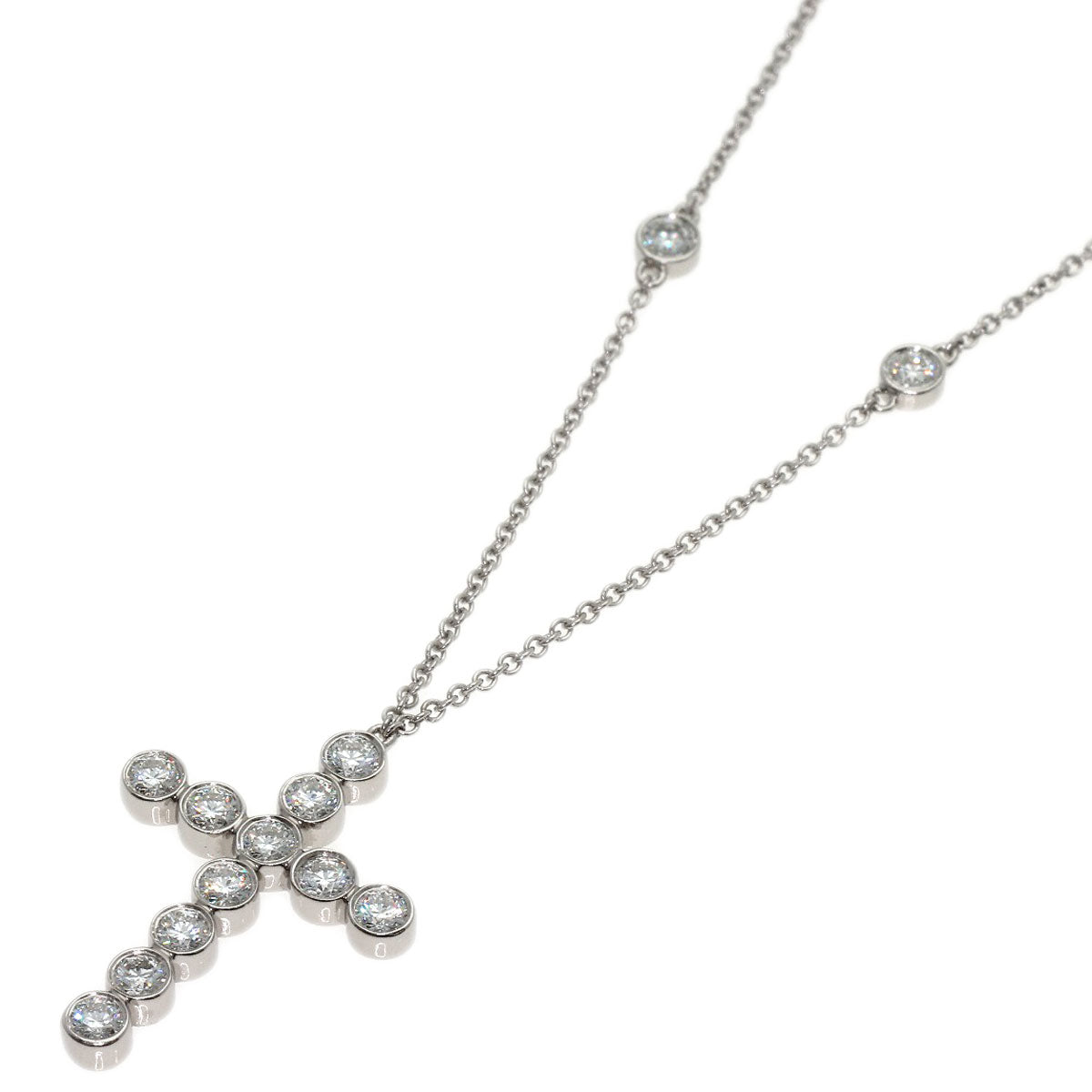 TIFFANY&Co. Jazz Cross Diamond Necklace Platinum PT950 Ladies [Used]