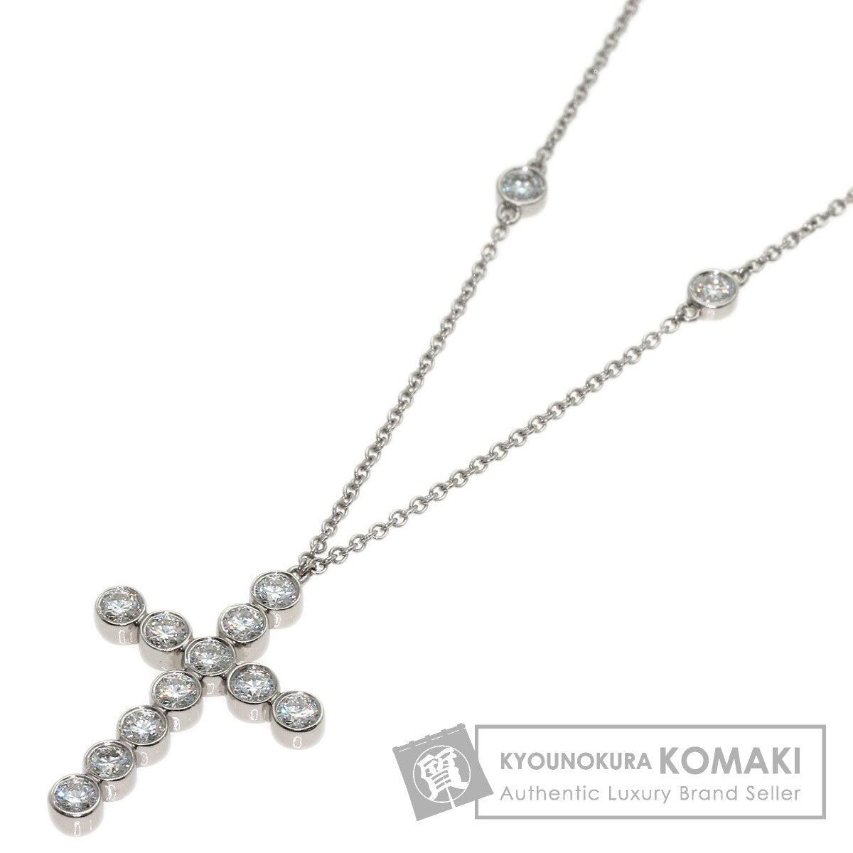 TIFFANY&Co. Jazz Cross Diamond Necklace Platinum PT950 Ladies [Used]