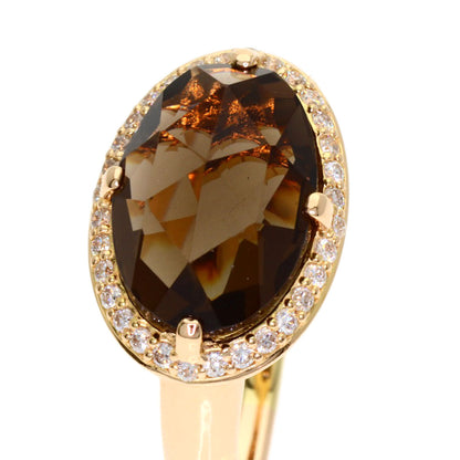 Ponte Vecchio Smoky Quartz Diamond Ring K18 Pink Gold Ladies [Used]
