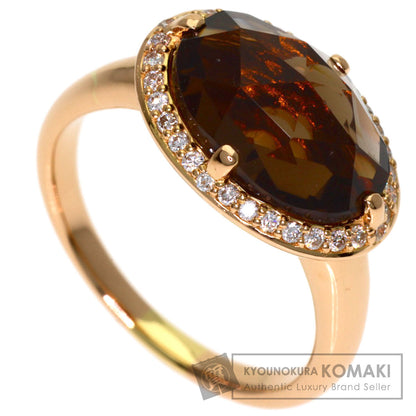Ponte Vecchio Smoky Quartz Diamond Ring K18 Pink Gold Ladies [Used]