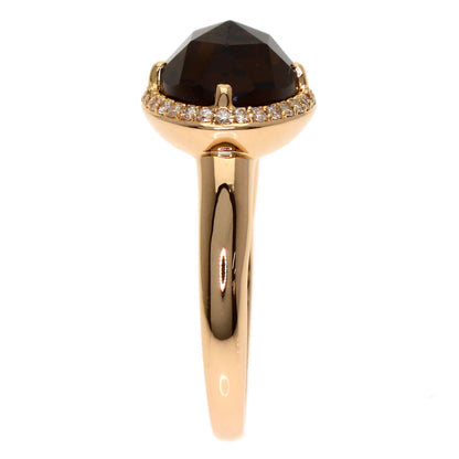 Ponte Vecchio Smoky Quartz Diamond Ring K18 Pink Gold Ladies [Used]