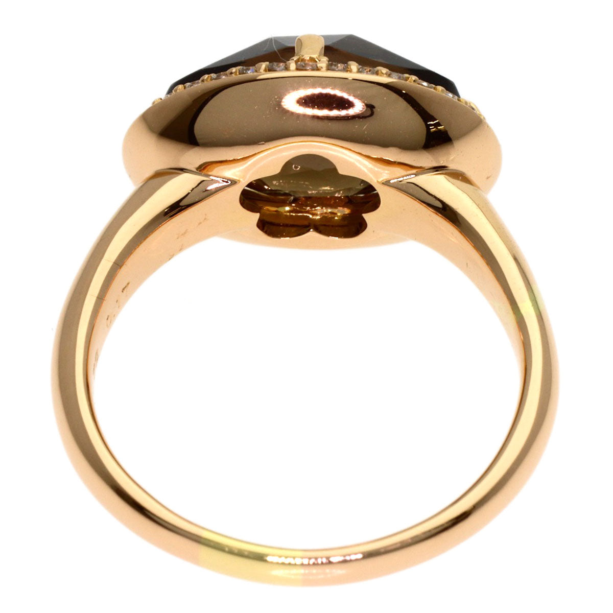 Ponte Vecchio Smoky Quartz Diamond Ring K18 Pink Gold Ladies [Used]