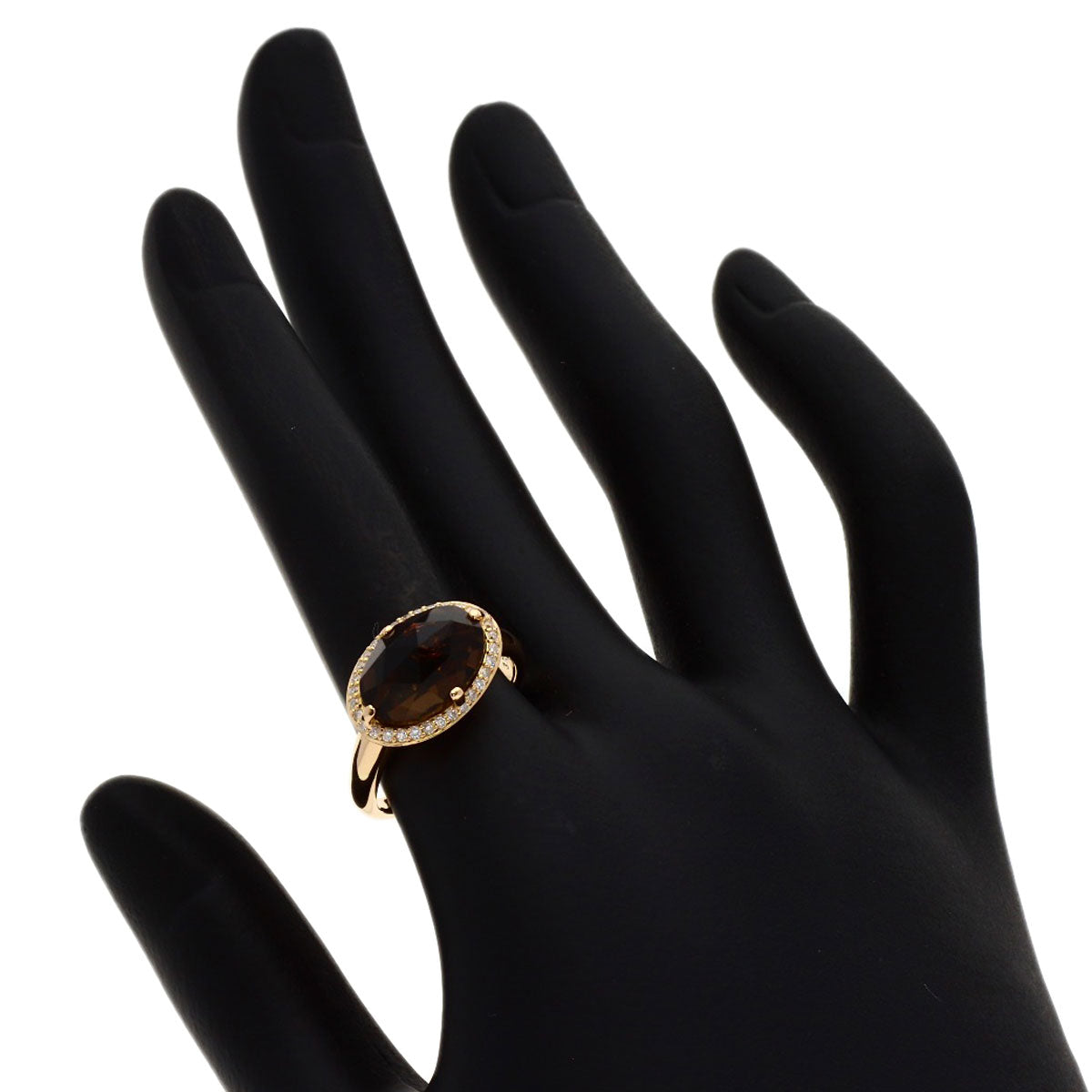 Ponte Vecchio Smoky Quartz Diamond Ring K18 Pink Gold Ladies [Used]