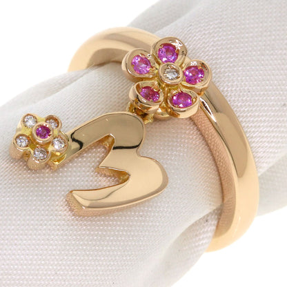 Ponte Vecchio Initial M Pink Sapphire Diamond Ring K18 Pink Gold Ladies [Used]