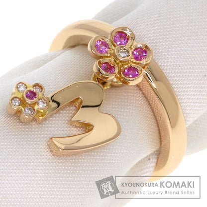 Ponte Vecchio Initial M Pink Sapphire Diamond Ring K18 Pink Gold Ladies [Used]