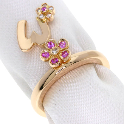 Ponte Vecchio Initial M Pink Sapphire Diamond Ring K18 Pink Gold Ladies [Used]