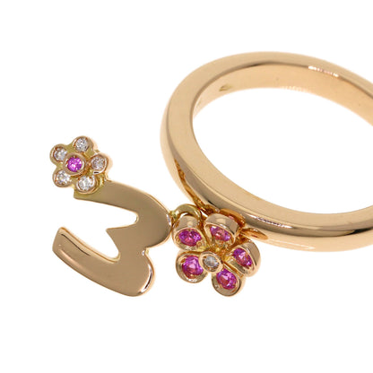 Ponte Vecchio Initial M Pink Sapphire Diamond Ring K18 Pink Gold Ladies [Used]