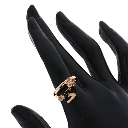 Ponte Vecchio Initial M Pink Sapphire Diamond Ring K18 Pink Gold Ladies [Used]