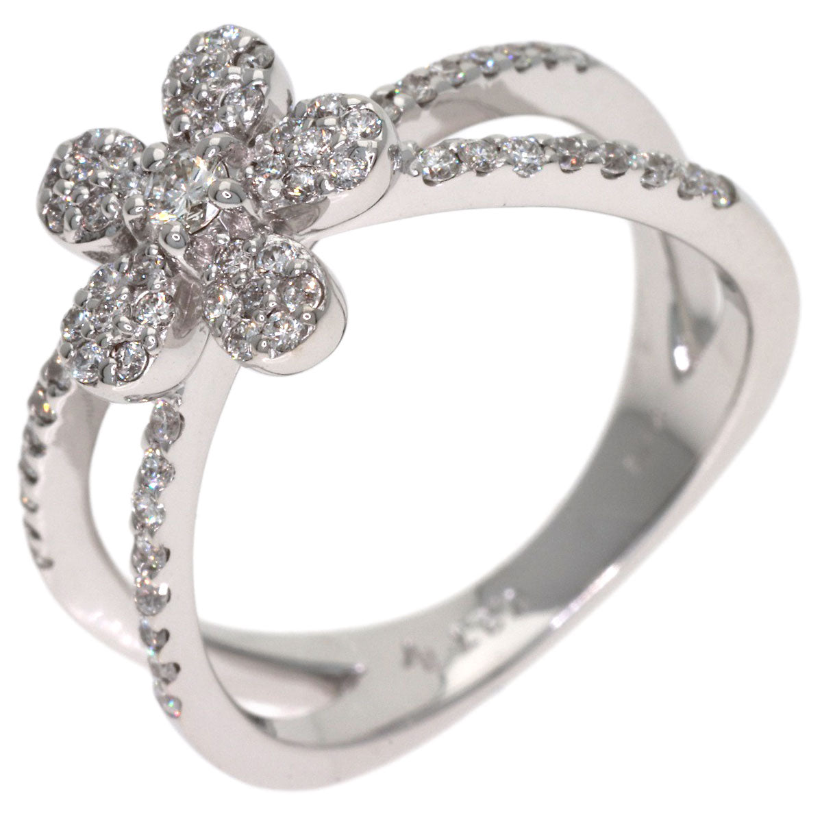 Ponte Vecchio Flower Diamond Ring K18 White Gold Ladies [Used]