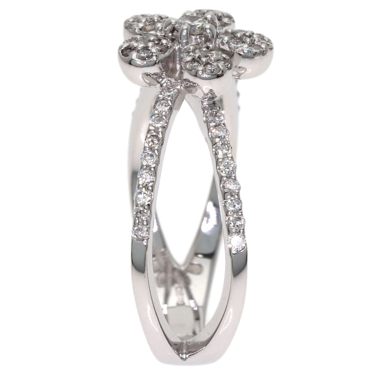 Ponte Vecchio Flower Diamond Ring K18 White Gold Ladies [Used]