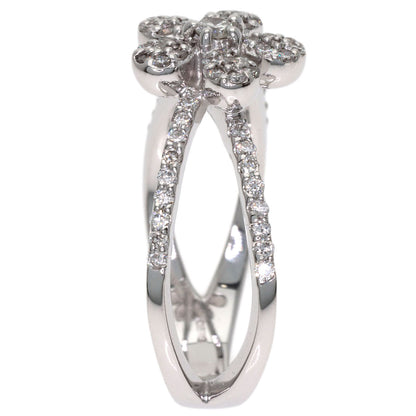 Ponte Vecchio Flower Diamond Ring K18 White Gold Ladies [Used]