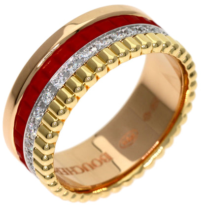 Boucheron Quatre Small Red Ceramic Diamond #47 Ring K18 Pink Gold Ladies [Used]
