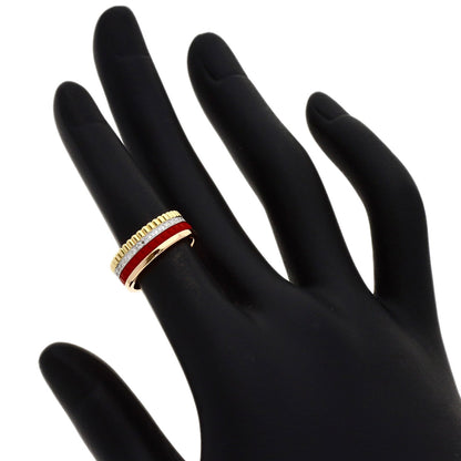 Boucheron Quatre Small Red Ceramic Diamond #47 Ring K18 Pink Gold Ladies [Used]
