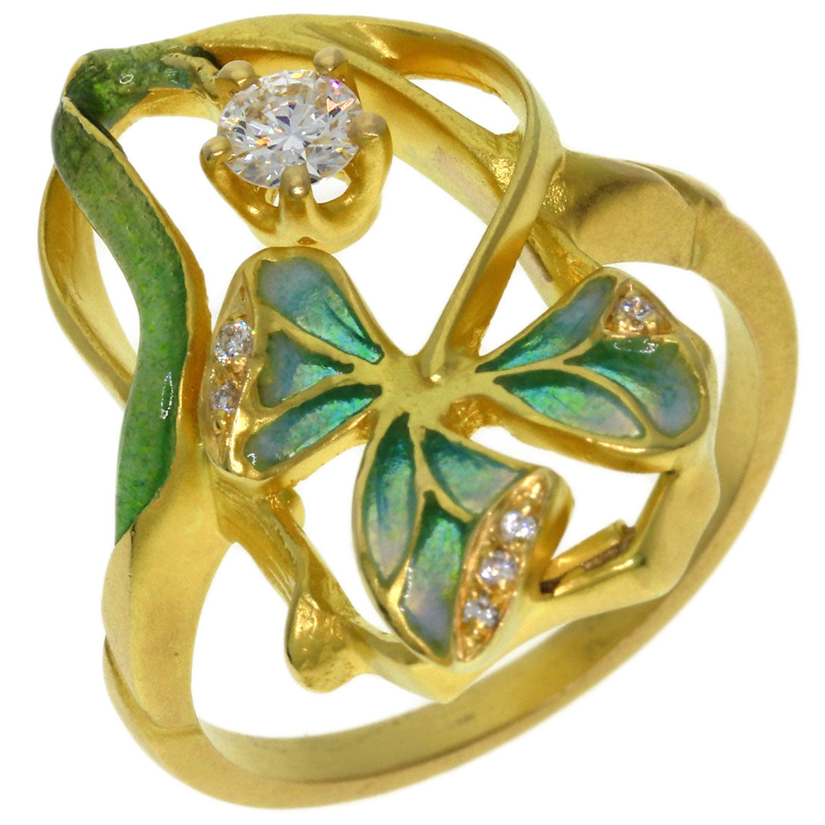 MASRIERA Enamel Diamond Ring K18 Yellow Gold Ladies [Used]