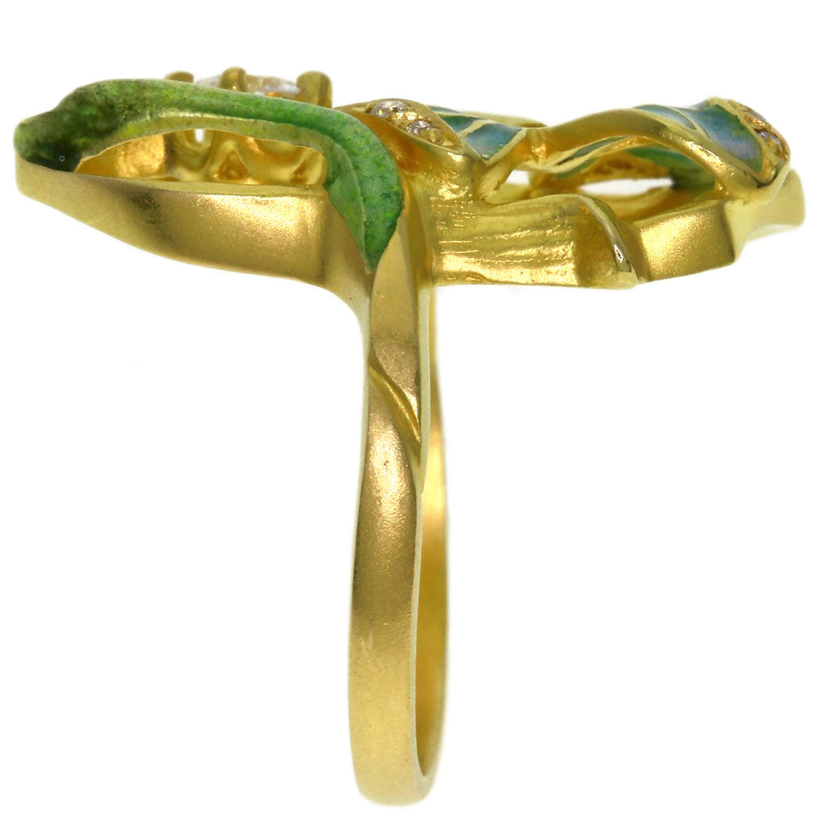 MASRIERA Enamel Diamond Ring K18 Yellow Gold Ladies [Used]