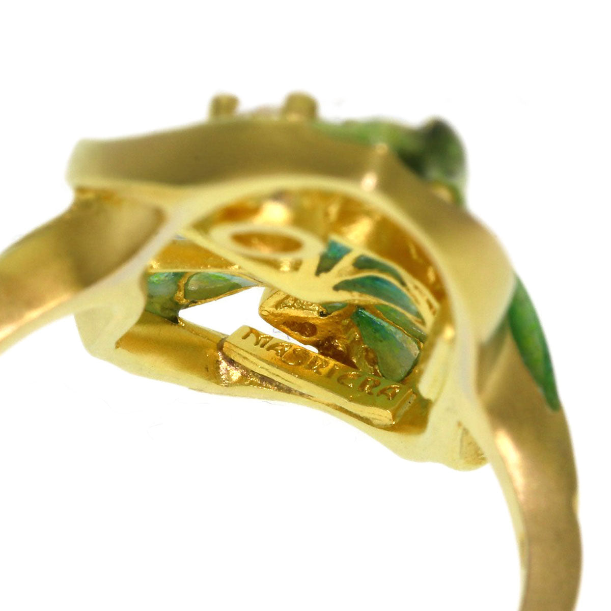 MASRIERA Enamel Diamond Ring K18 Yellow Gold Ladies [Used]