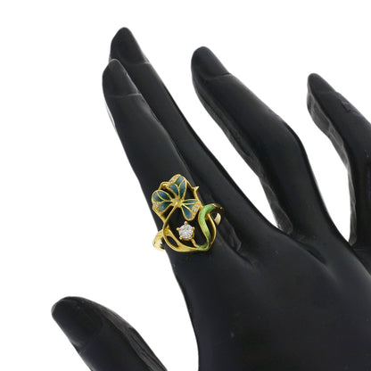 MASRIERA Enamel Diamond Ring K18 Yellow Gold Ladies [Used]