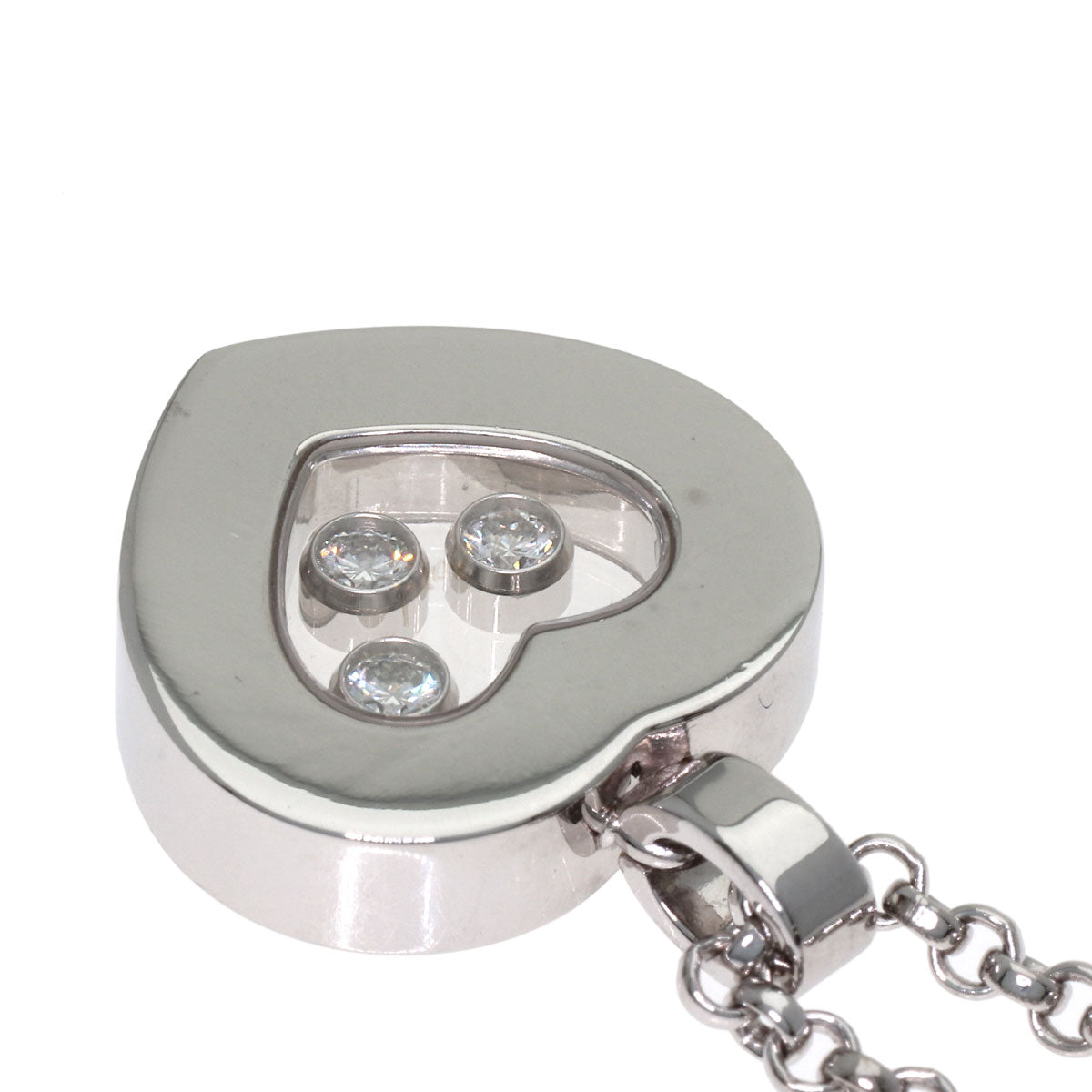 Chopard Happy diamond heart Necklace K18 White Gold Ladies [Used]
