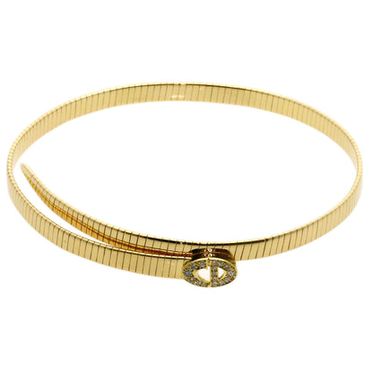 CHRISTIAN DIOR Double Logo Diamond Necklace K18 Yellow Gold Ladies [Used]