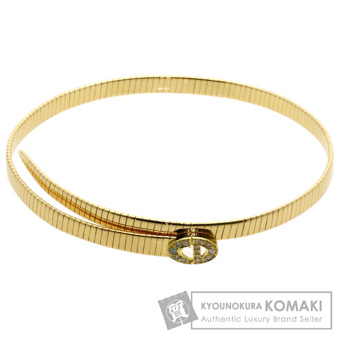 CHRISTIAN DIOR Double Logo Diamond Necklace K18 Yellow Gold Ladies [Used]