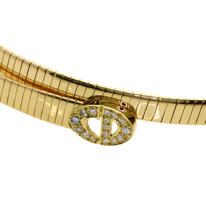 CHRISTIAN DIOR Double Logo Diamond Necklace K18 Yellow Gold Ladies [Used]