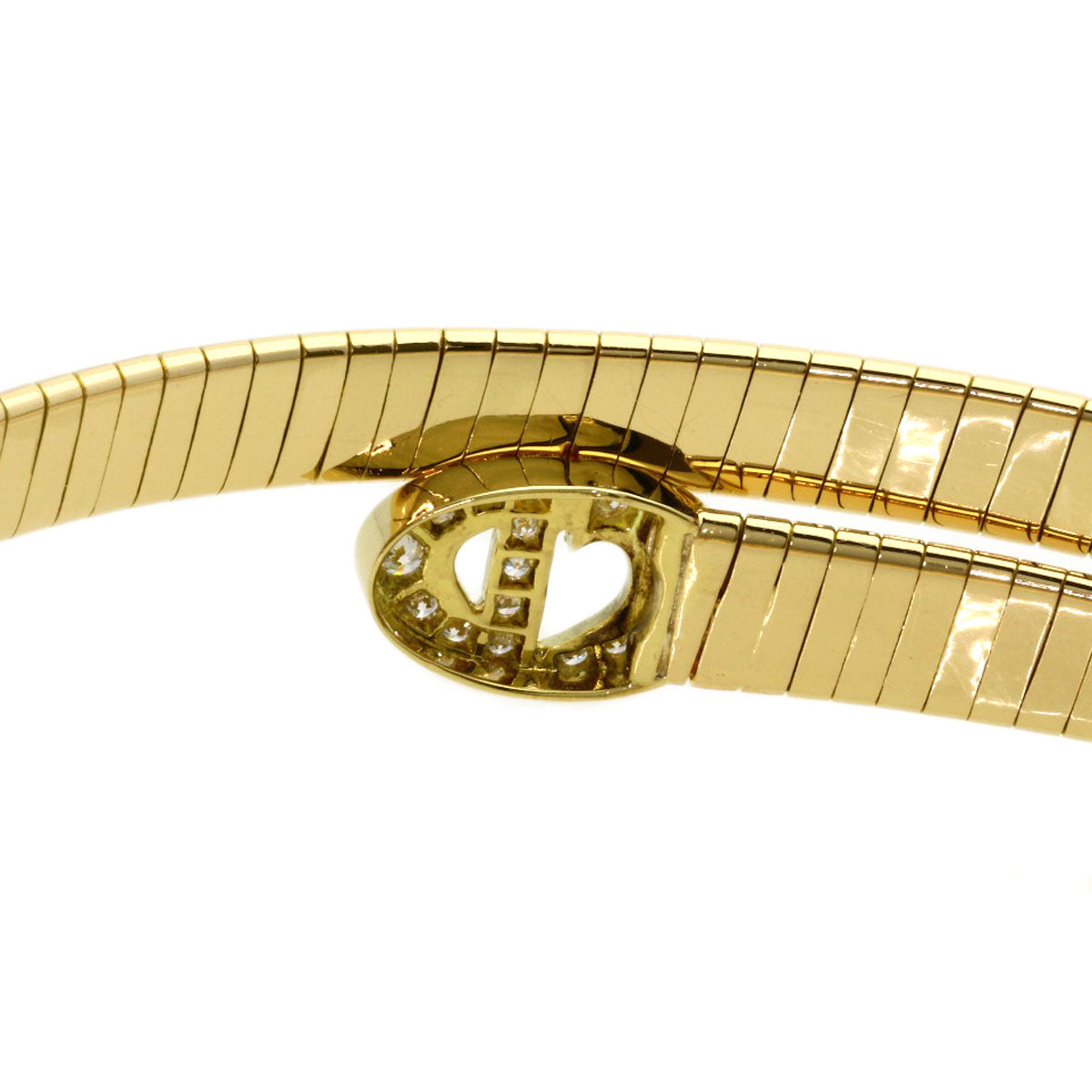 CHRISTIAN DIOR Double Logo Diamond Necklace K18 Yellow Gold Ladies [Used]
