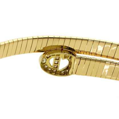 CHRISTIAN DIOR Double Logo Diamond Necklace K18 Yellow Gold Ladies [Used]