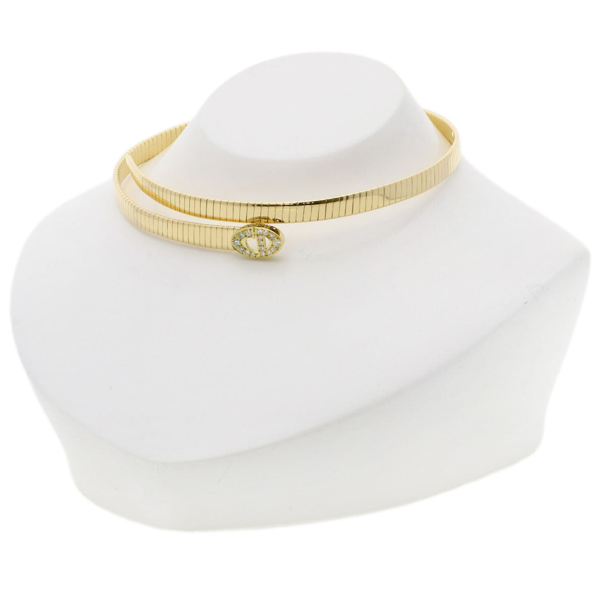 CHRISTIAN DIOR Double Logo Diamond Necklace K18 Yellow Gold Ladies [Used]
