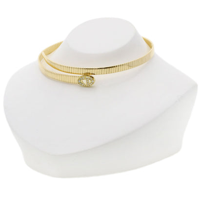 CHRISTIAN DIOR Double Logo Diamond Necklace K18 Yellow Gold Ladies [Used]